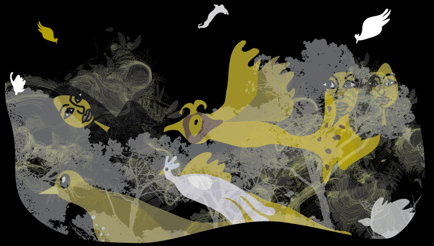 BIrds in the sky, illustrated by Montse Noguera